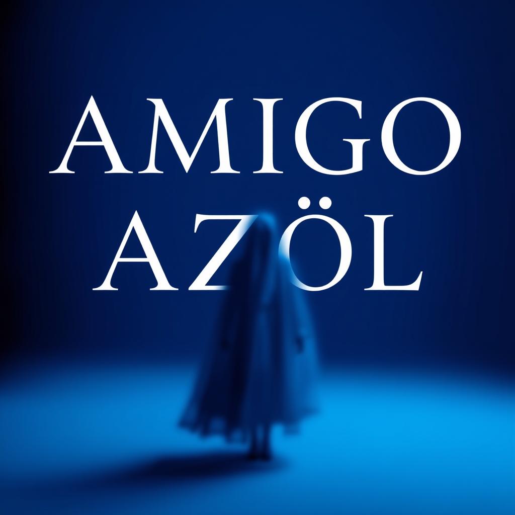 A visually striking image for 'AMIGO AZÚL', featuring a gradient background that transitions smoothly from light blue to dark blue