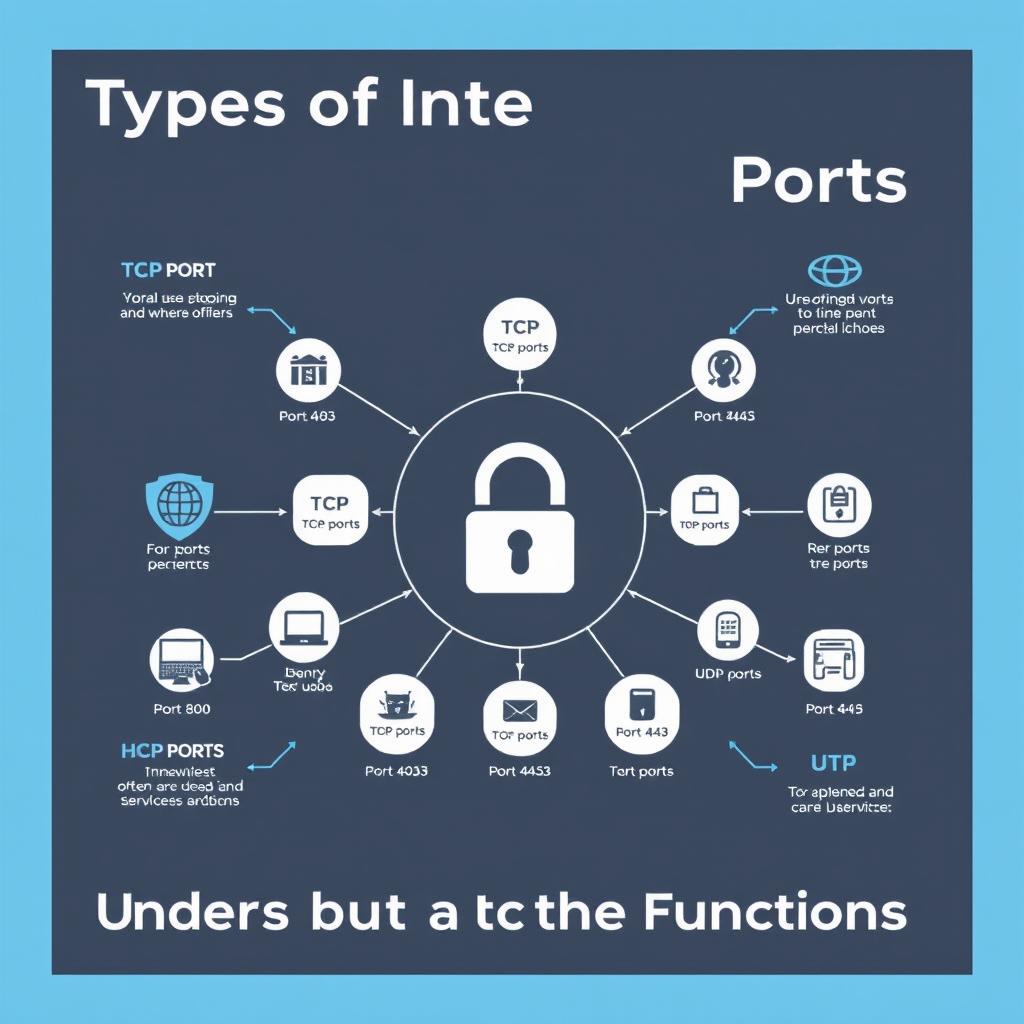 An informative and eye-catching Instagram post that illustrates different types of ports used in internet protocols