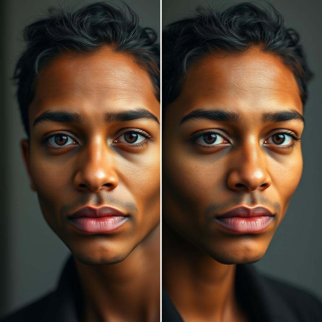Combine the face from the first image seamlessly into the second image, ensuring that the skin tones match perfectly for a natural look