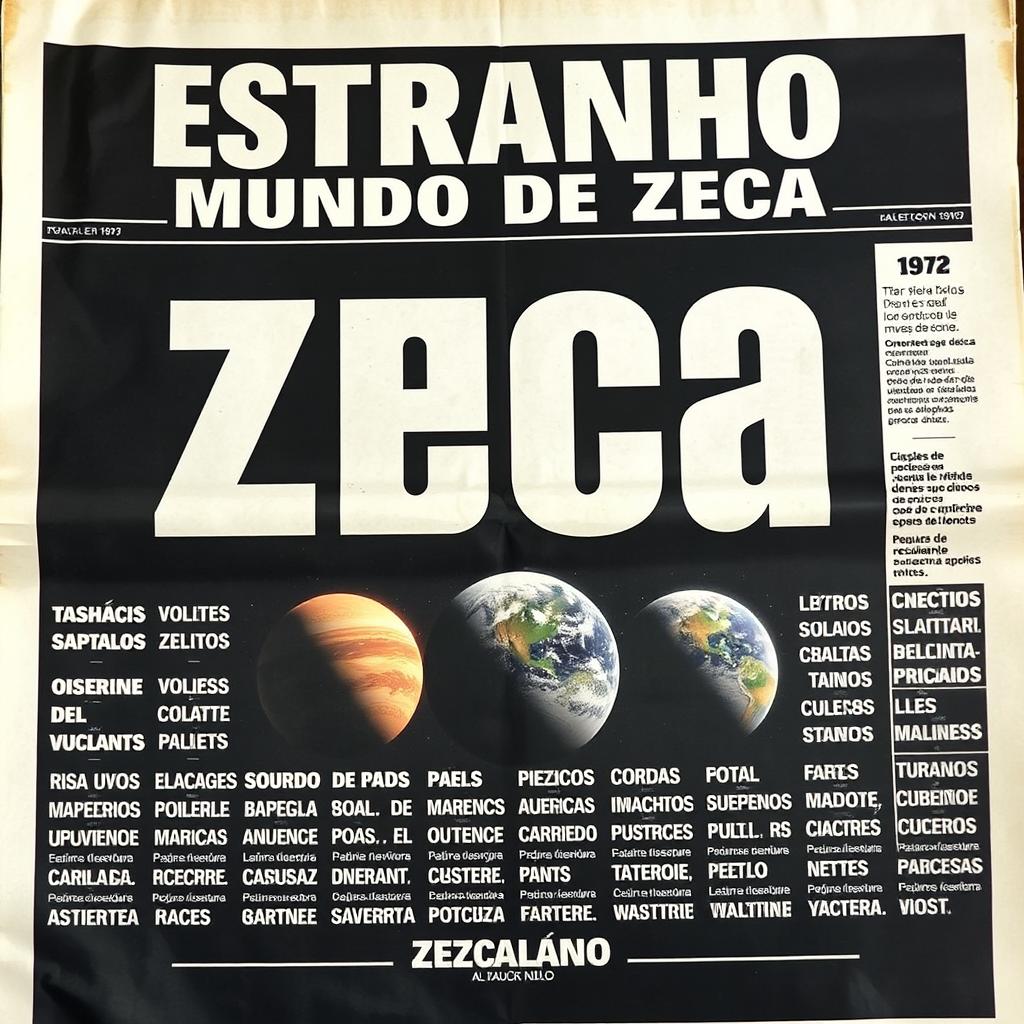 A realistic newspaper cover titled 'Estranho Mundo De Zeca' with a vintage 1973 aesthetic