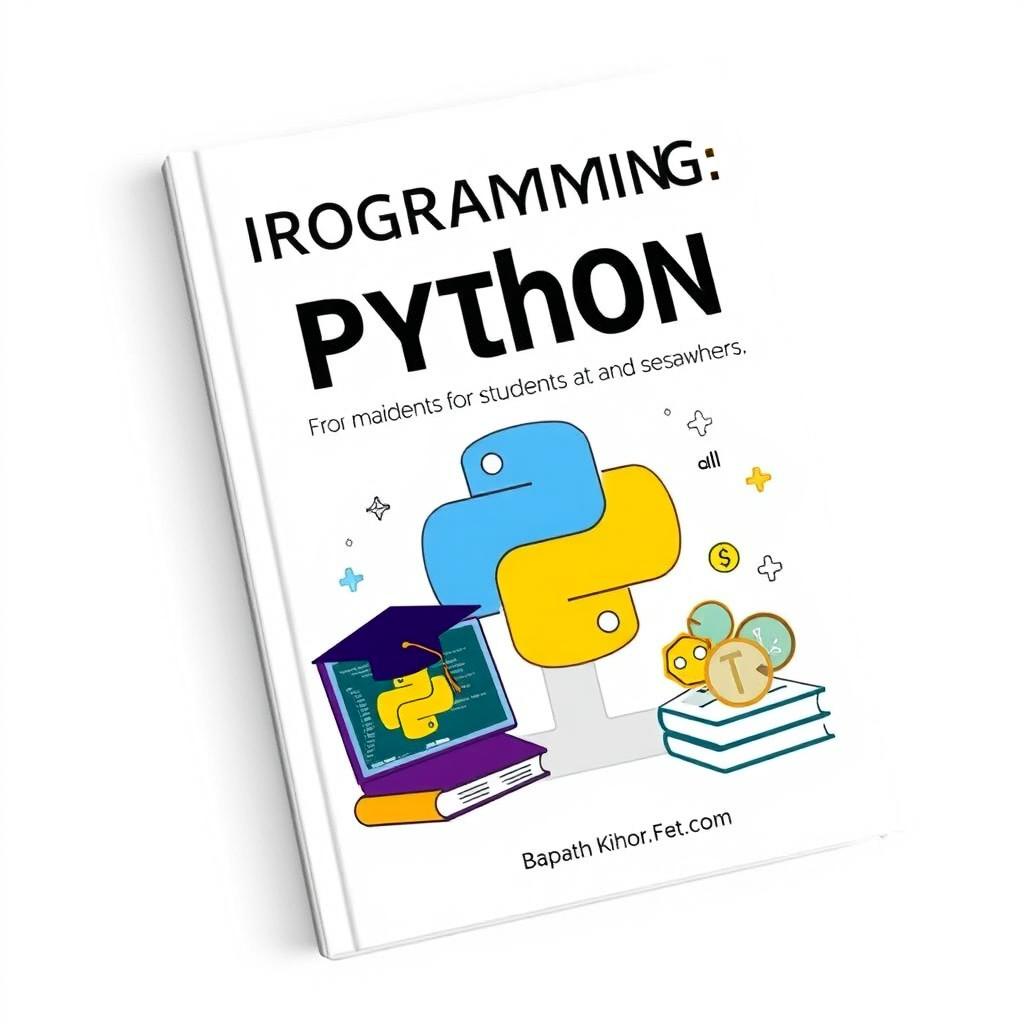 A book cover design titled 'Programming in Python for Students and Researchers' featuring a clean, minimalist look with a bright white or light background