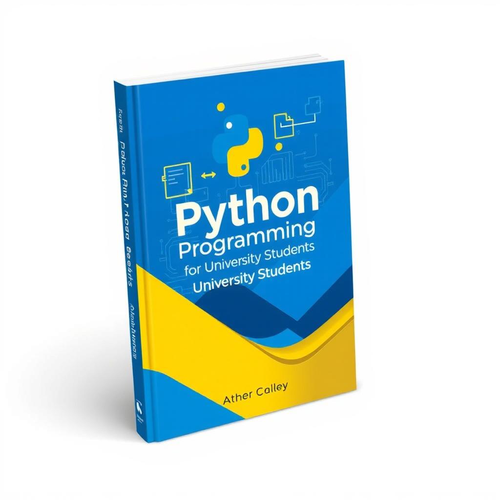 A book cover design for a Python programming textbook aimed at university students
