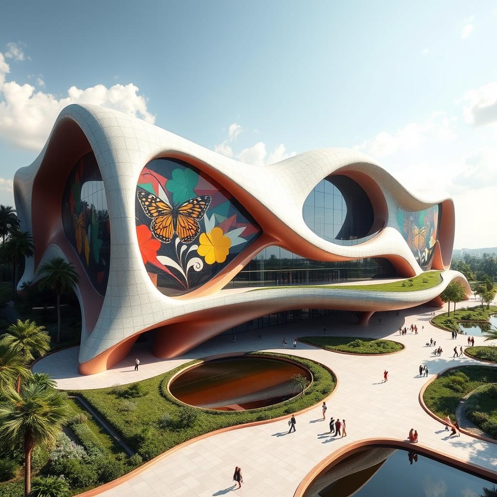 A stunning architectural concept for a museum inspired by the artistic style of Bahman Mohasses