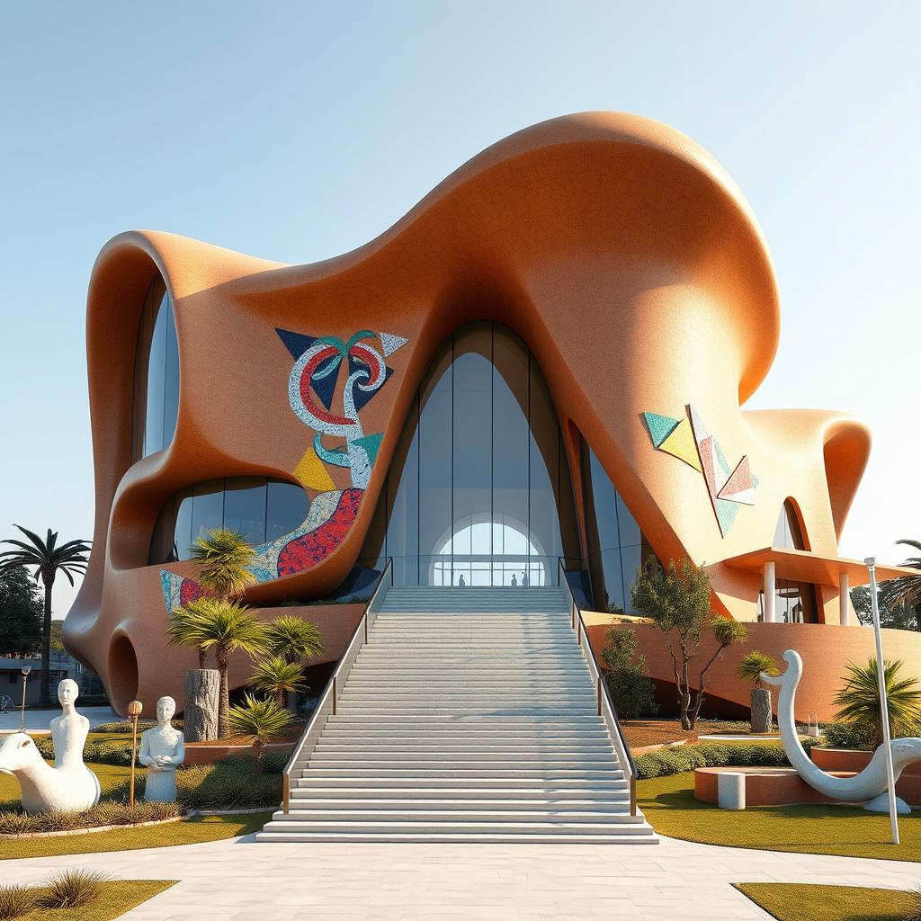An imaginative architectural concept for a museum inspired by Bahman Mohasses, designed to embody his vibrant personality and unique painting style