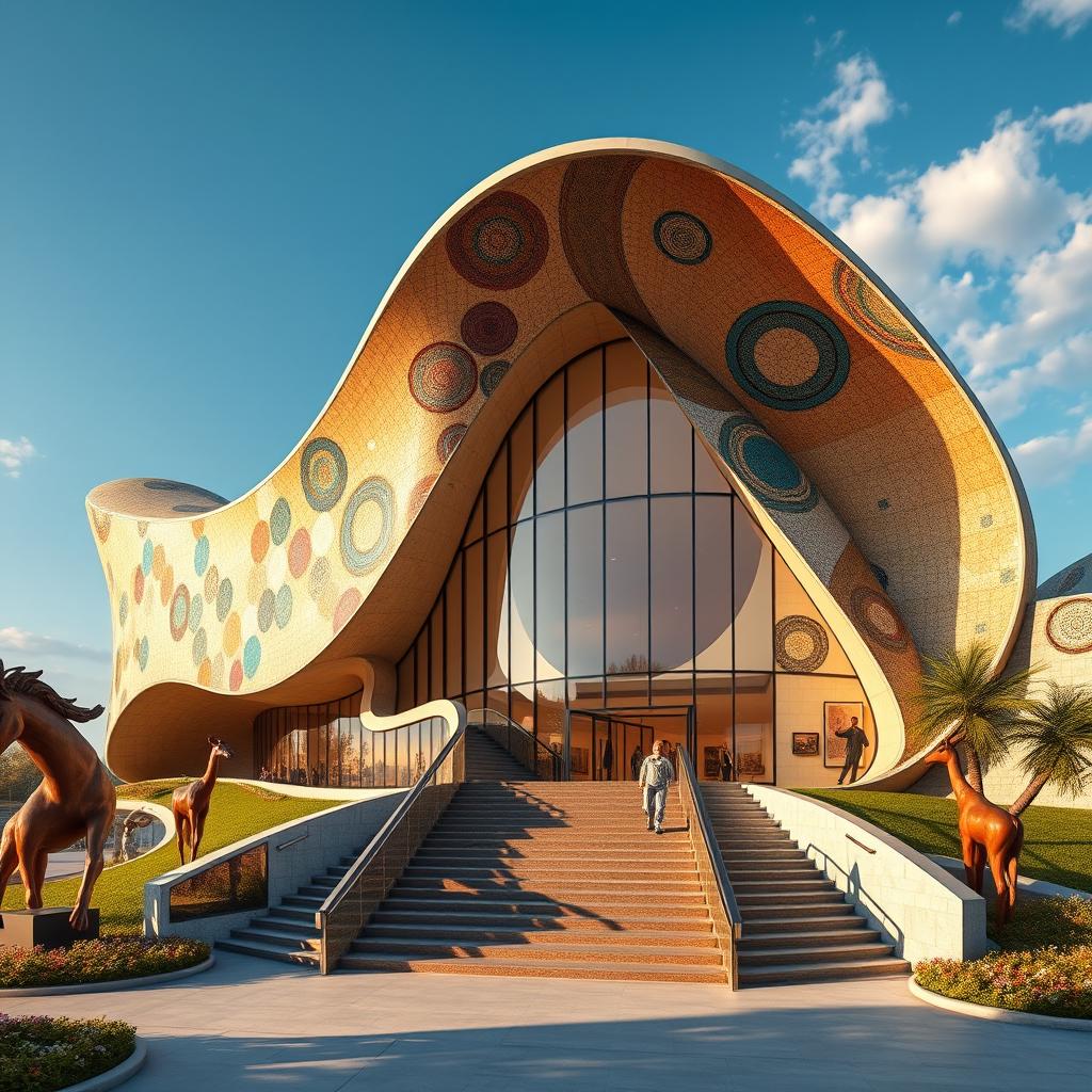 A stunning architectural concept for a museum inspired by Bahman Mohasses, designed to reflect his vibrant personality and distinctive painting style