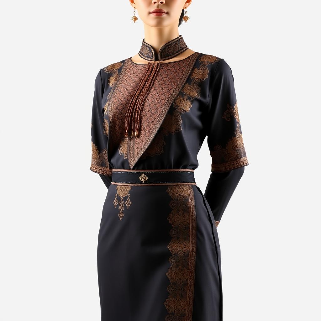 A realistic, modest depiction of a slim female torso, approximately 170 cm in height and a bust measurement of 106 cm