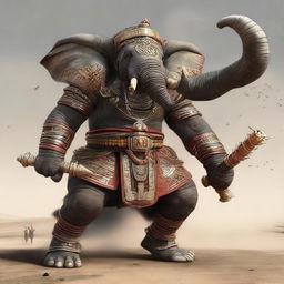 An ancestral elephant warrior enhanced with unique turbo motors