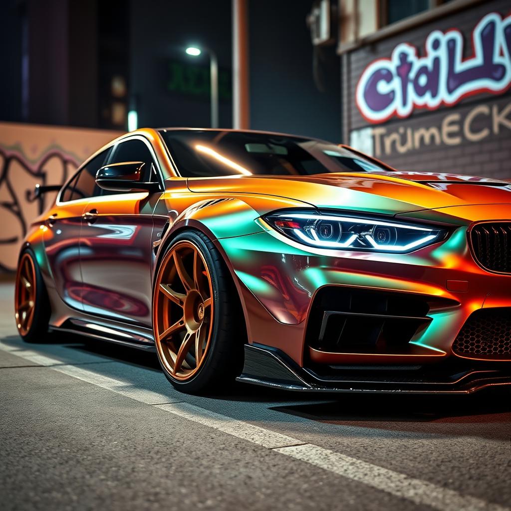 A highly customized tuning version of a car, showcasing a sleek and aggressive design