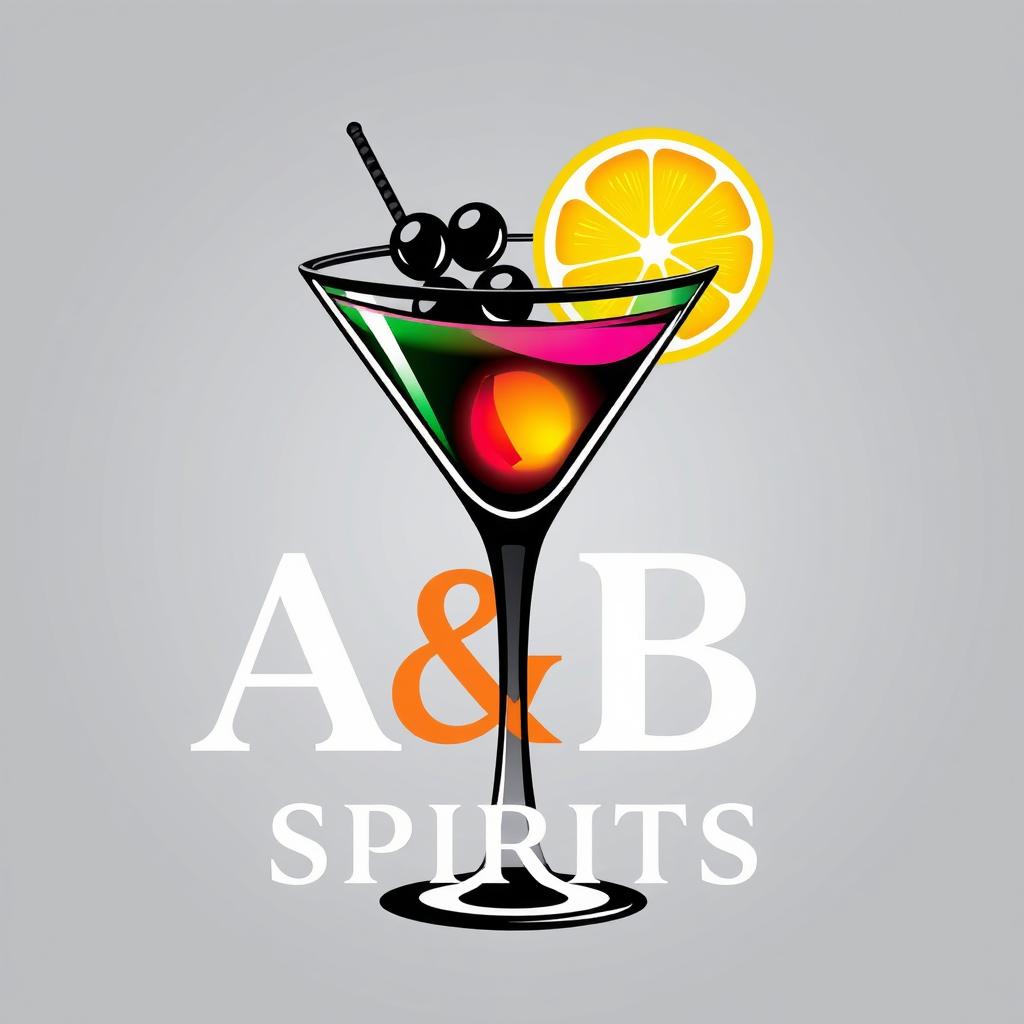 A stylish logo for 'A & B Spirits' featuring a sophisticated martini glass