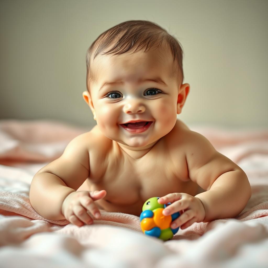 A beautifully proportioned baby with pronounced muscles, showcasing an adorable yet athletic physique