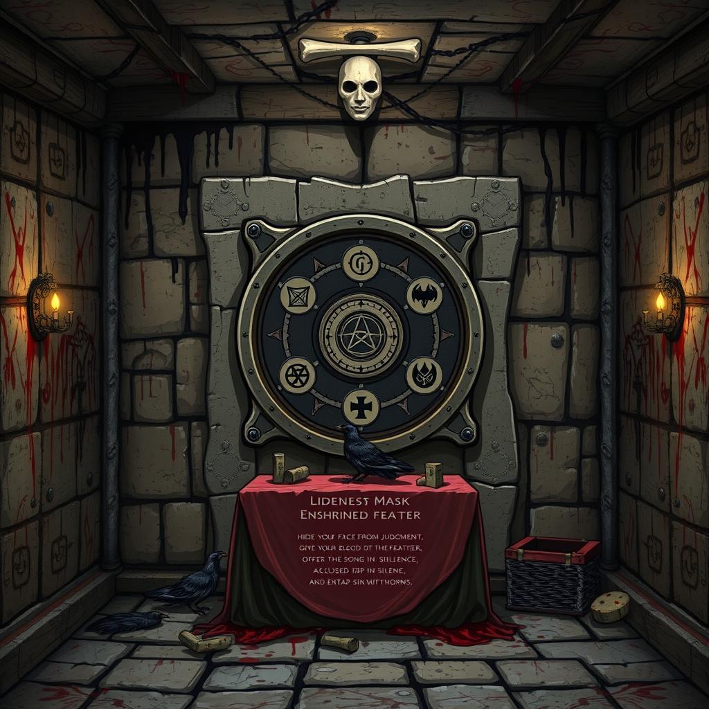 An illustrative image in the Dungeons & Dragons style depicting an altar with a secret door leading to an underground crypt