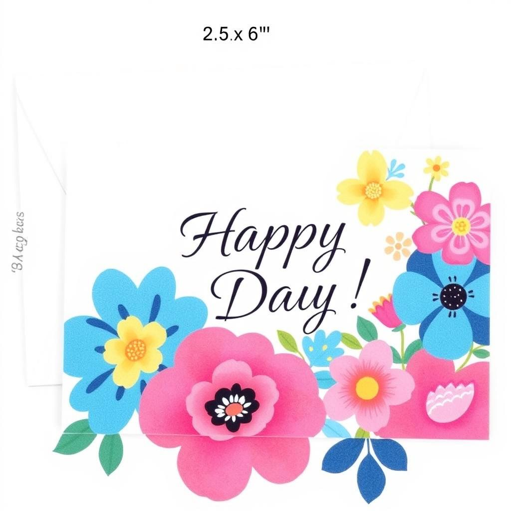 A beautifully designed greeting card measuring 5