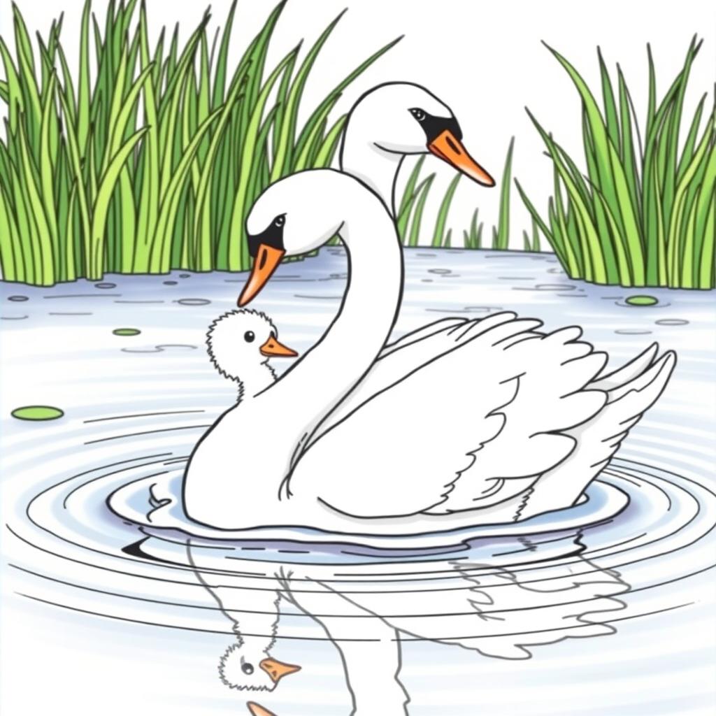 A beautiful swan emerging from the water, transitioning from an ugly duckling to a stunning white swan
