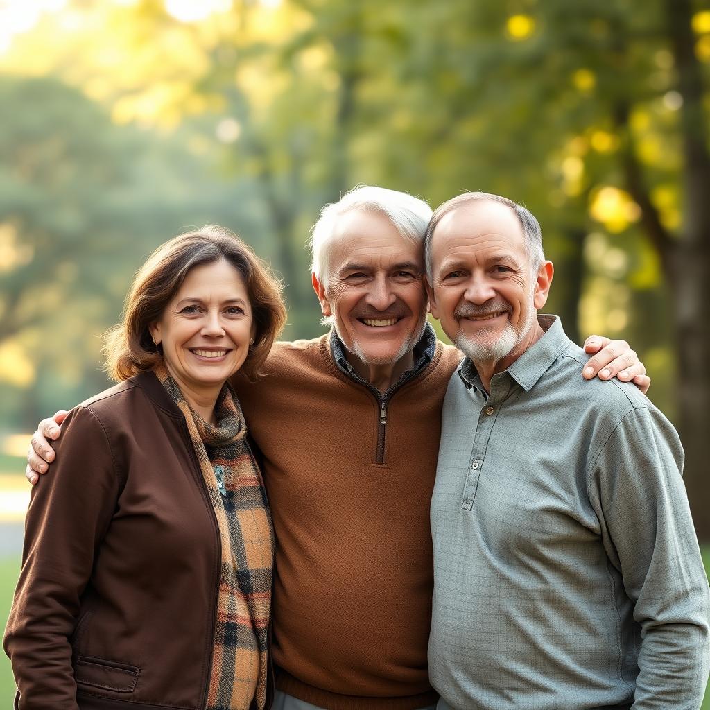 A heartwarming and realistic family portrait featuring you, your brother, and your late father