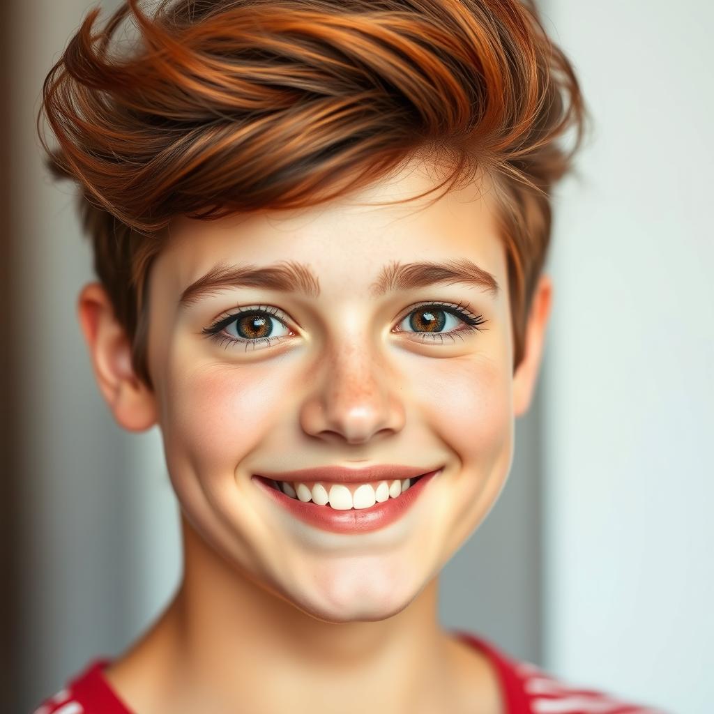A beautiful portrait of a young adult with captivating eyes, an enchanting smile, and stylish, vibrant hair