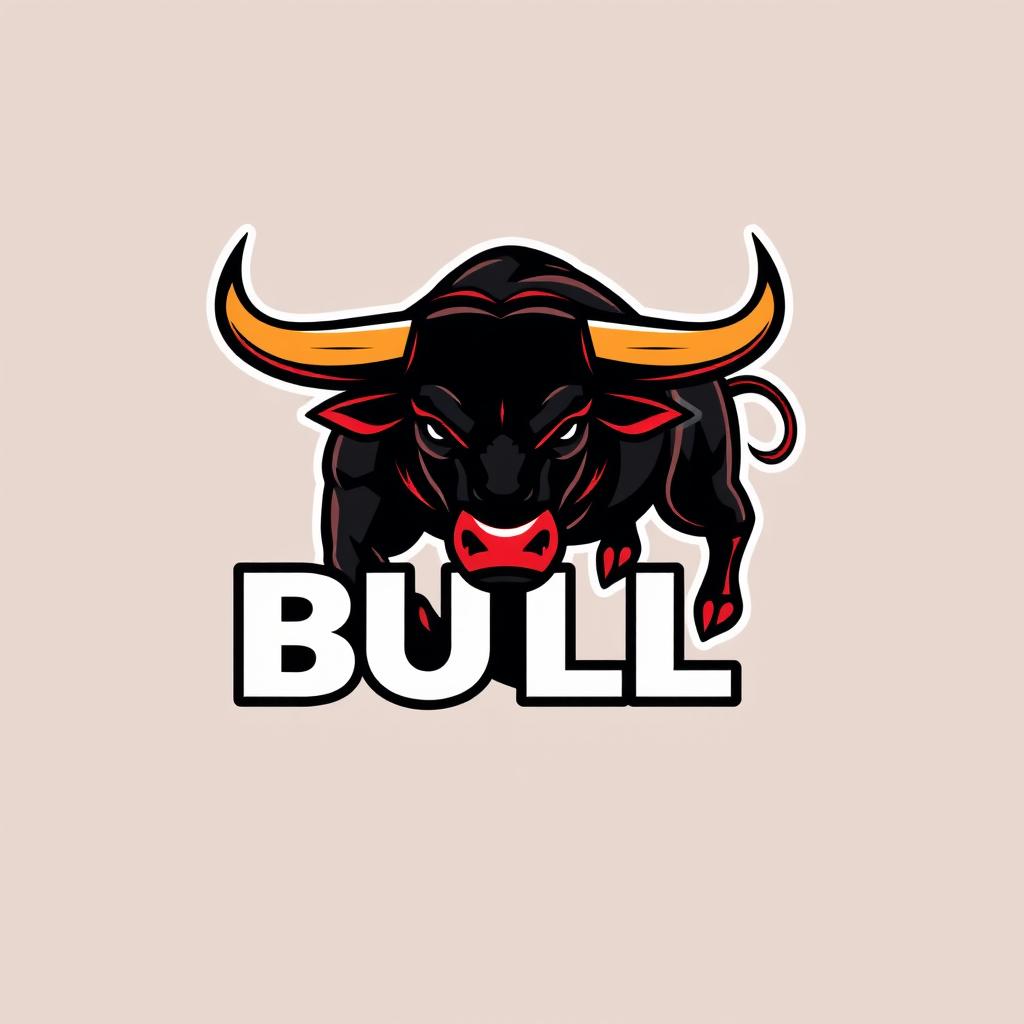 A bold and striking logo design featuring a powerful and fierce bull, symbolizing strength and courage