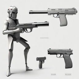 A creative interpretation of the M9 pistol as a human character, maintaining elements of its original design