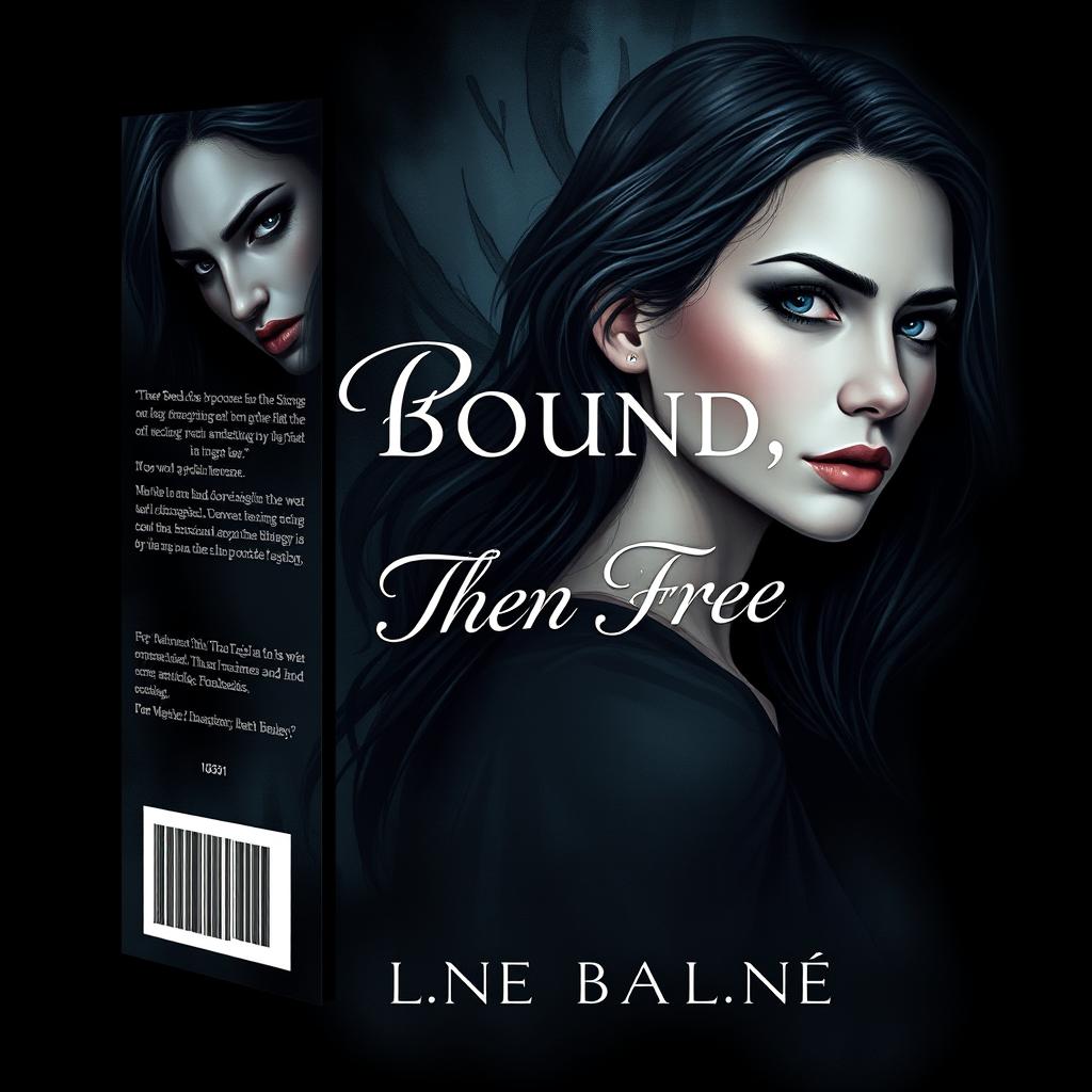 A captivating book cover design for the title "Bound, Then Free" featuring a dark romance theme