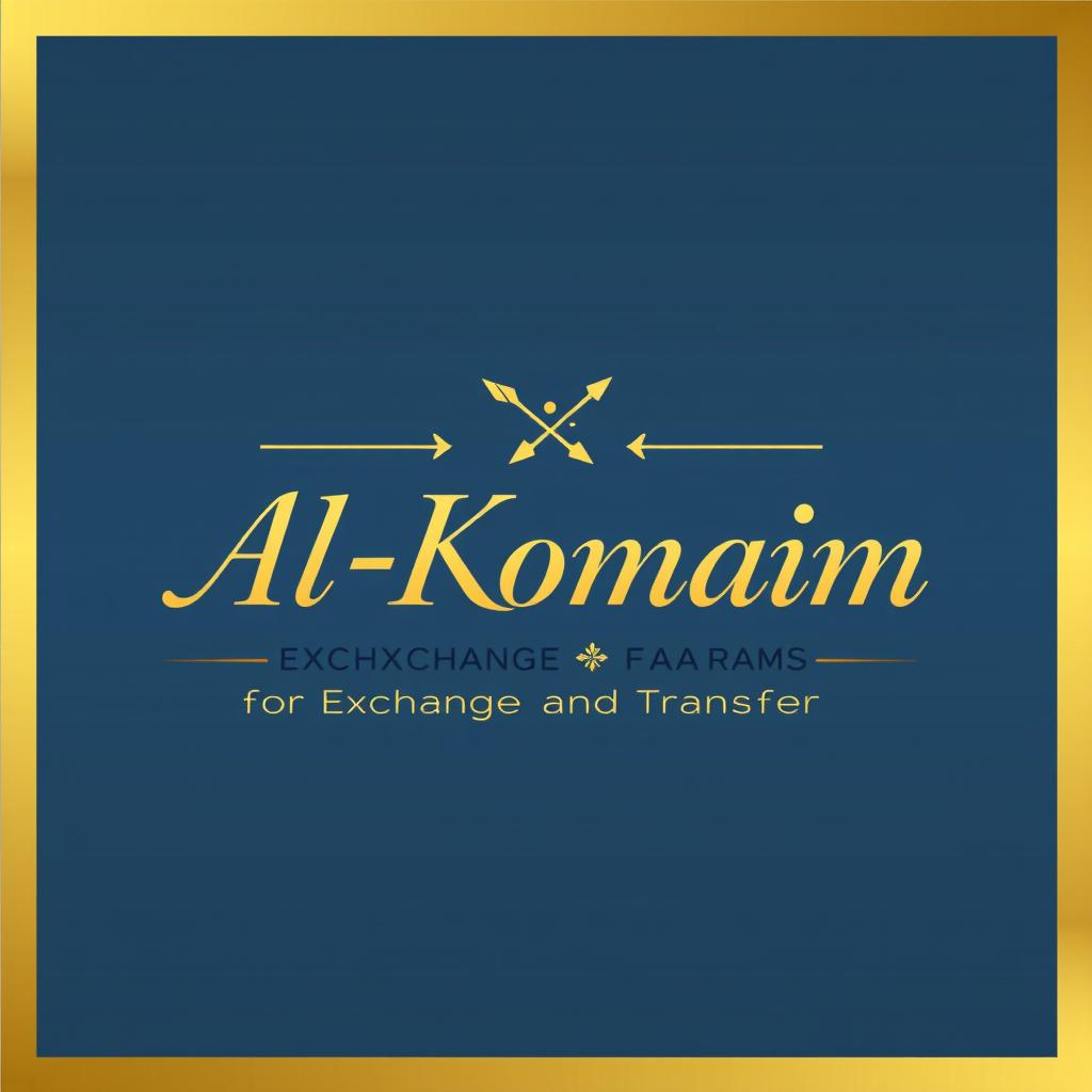 A logo design for an exchange shop named 'Al-Komaim for Exchange and Transfers'