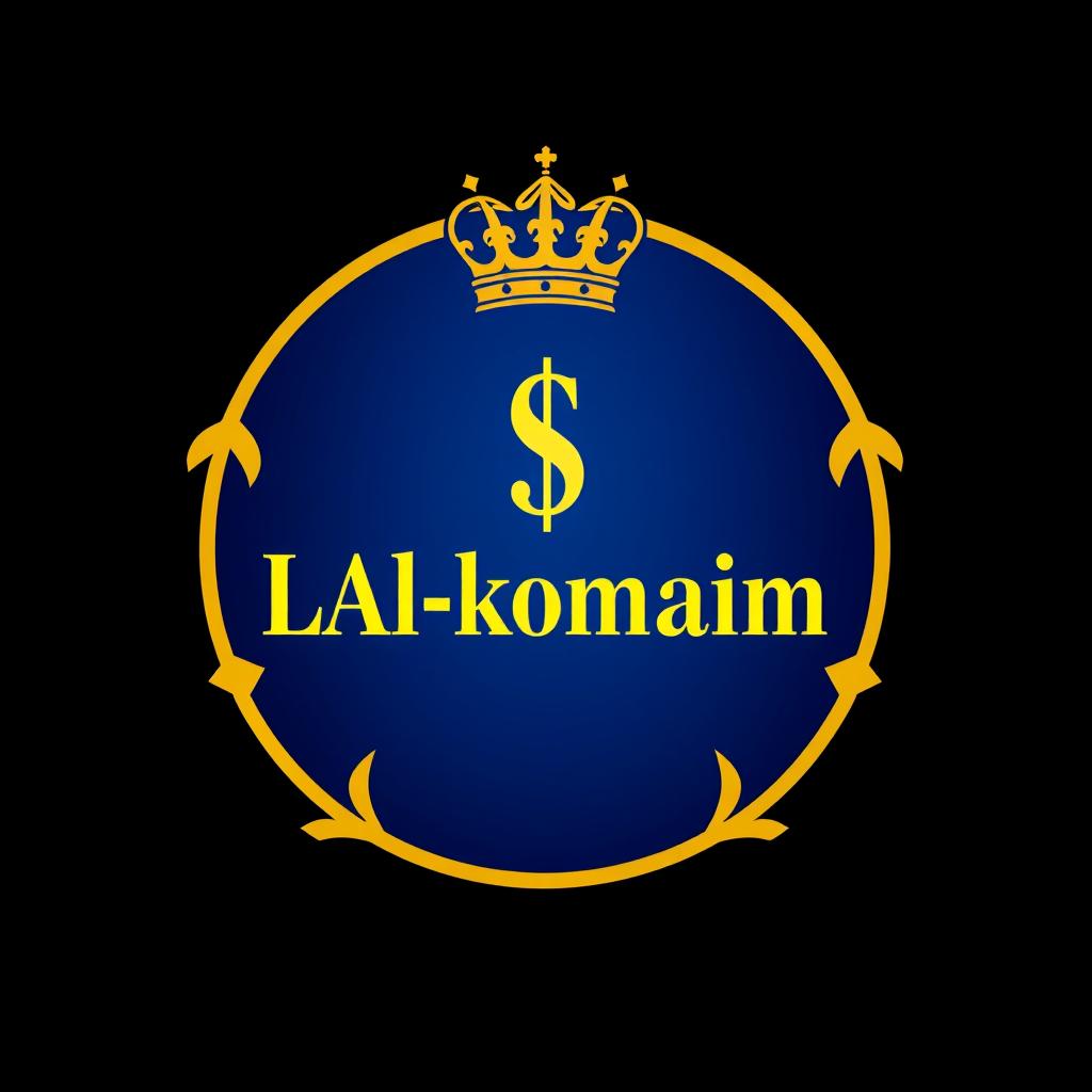 A circular logo featuring the text 'L Al-komaim' prominently in the center, designed with an elegant font