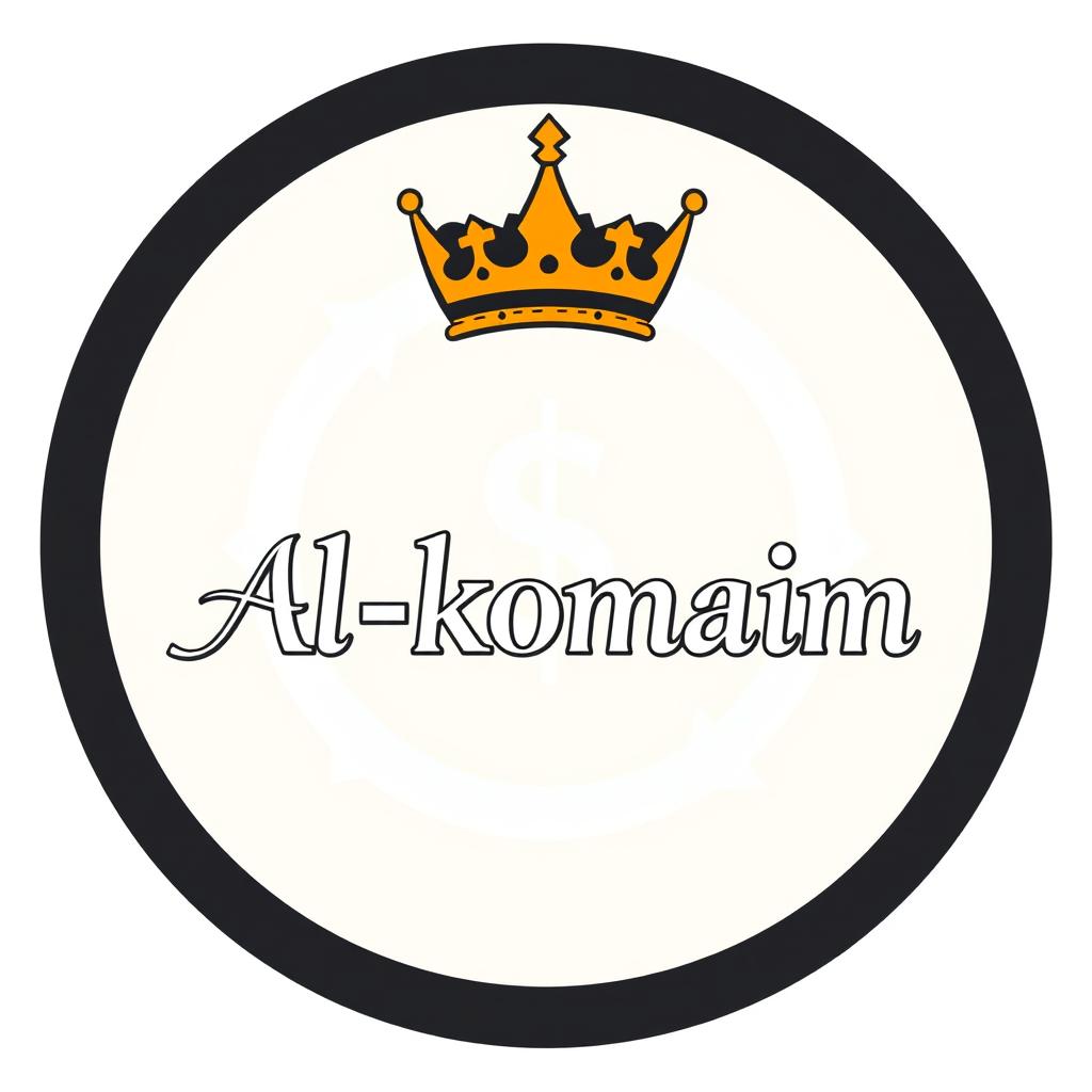 A modern and beautiful round logo featuring the name 'Al-komaim' prominently displayed in an elegant font