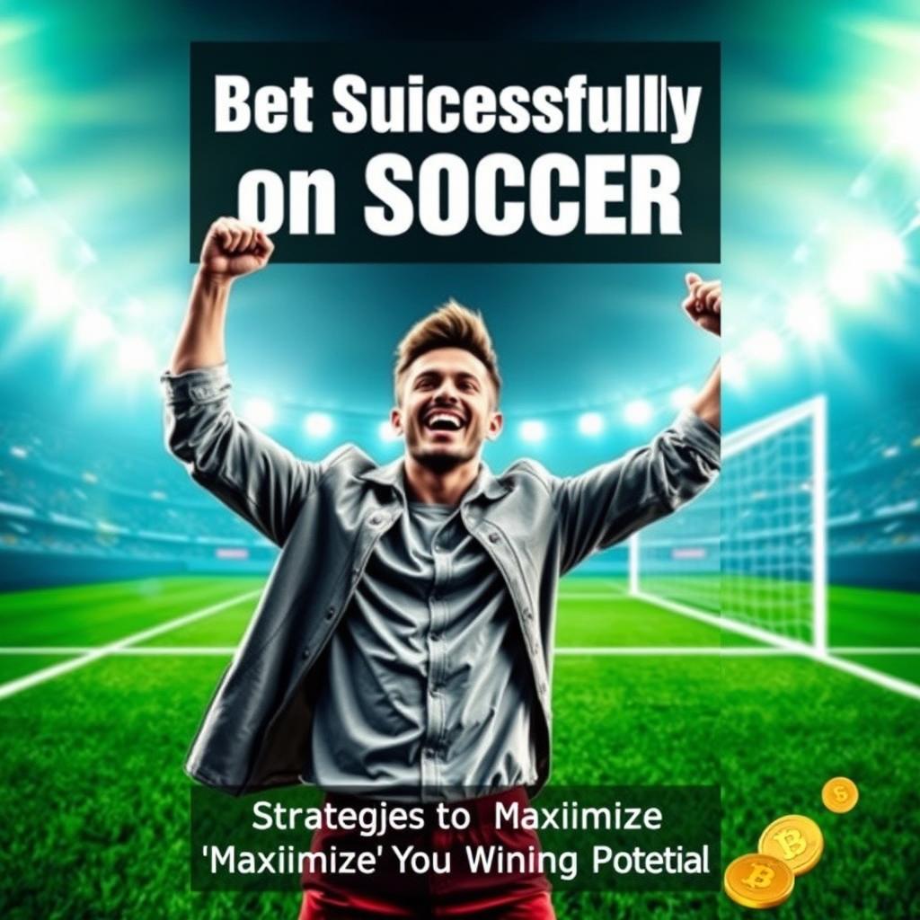 An eye-catching ebook cover for a soccer betting guide, featuring a dynamic background of a soccer field under bright stadium lights