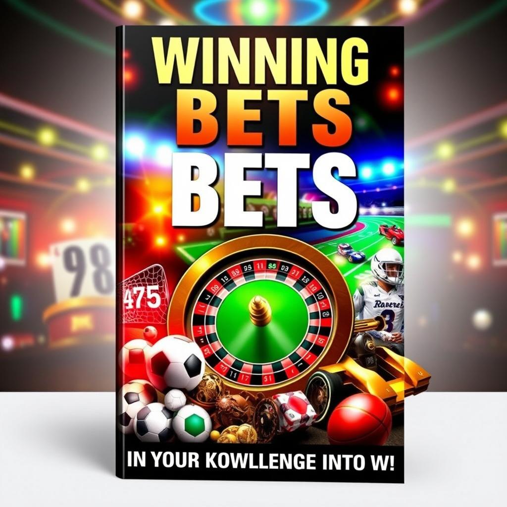 An engaging ebook cover for a betting guide, featuring a visually striking background that blends elements of sports and casino betting