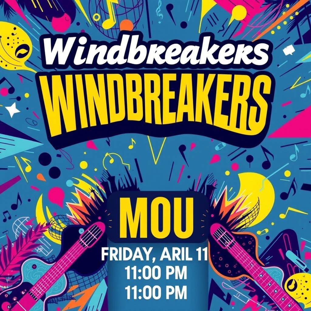A vibrant event poster for a live band performance