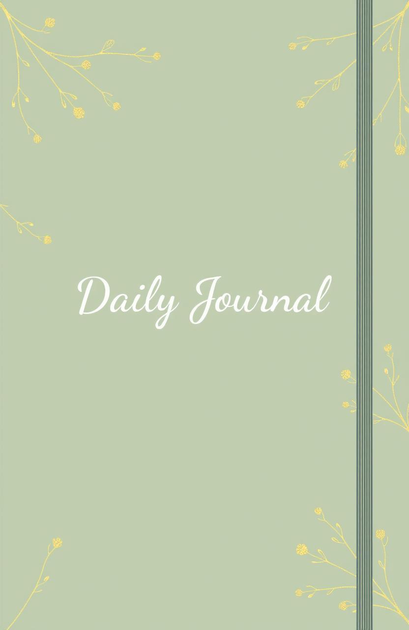 Elegant Sage Green Daily Journal Cover Design with Gold Botanical Accents