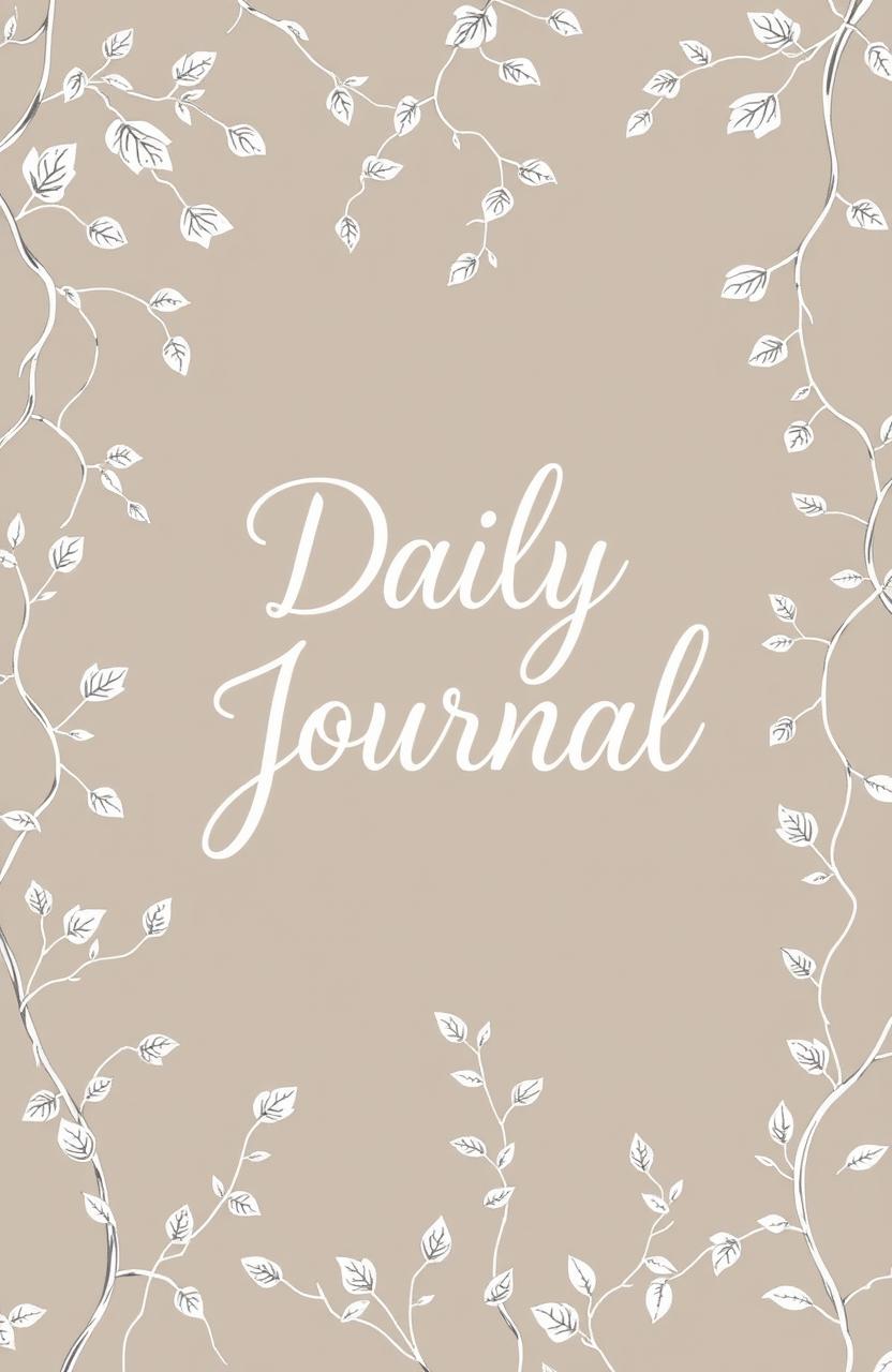 A daily journal design featuring an elegant background filled with climbing vine illustrations in monochrome