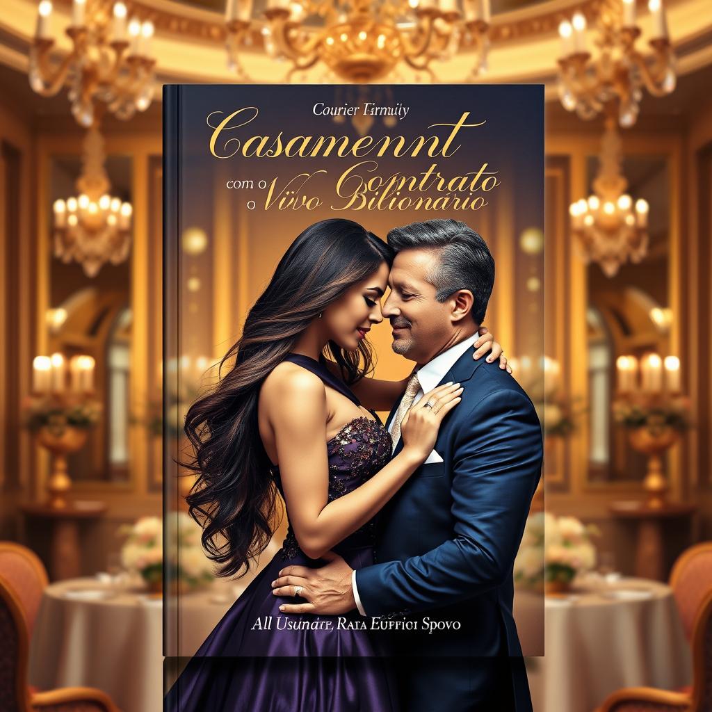 A romantic book cover titled "Casamento por Contrato com o Viúvo Bilionário Maria Eufrásio" featuring a couple on the cover