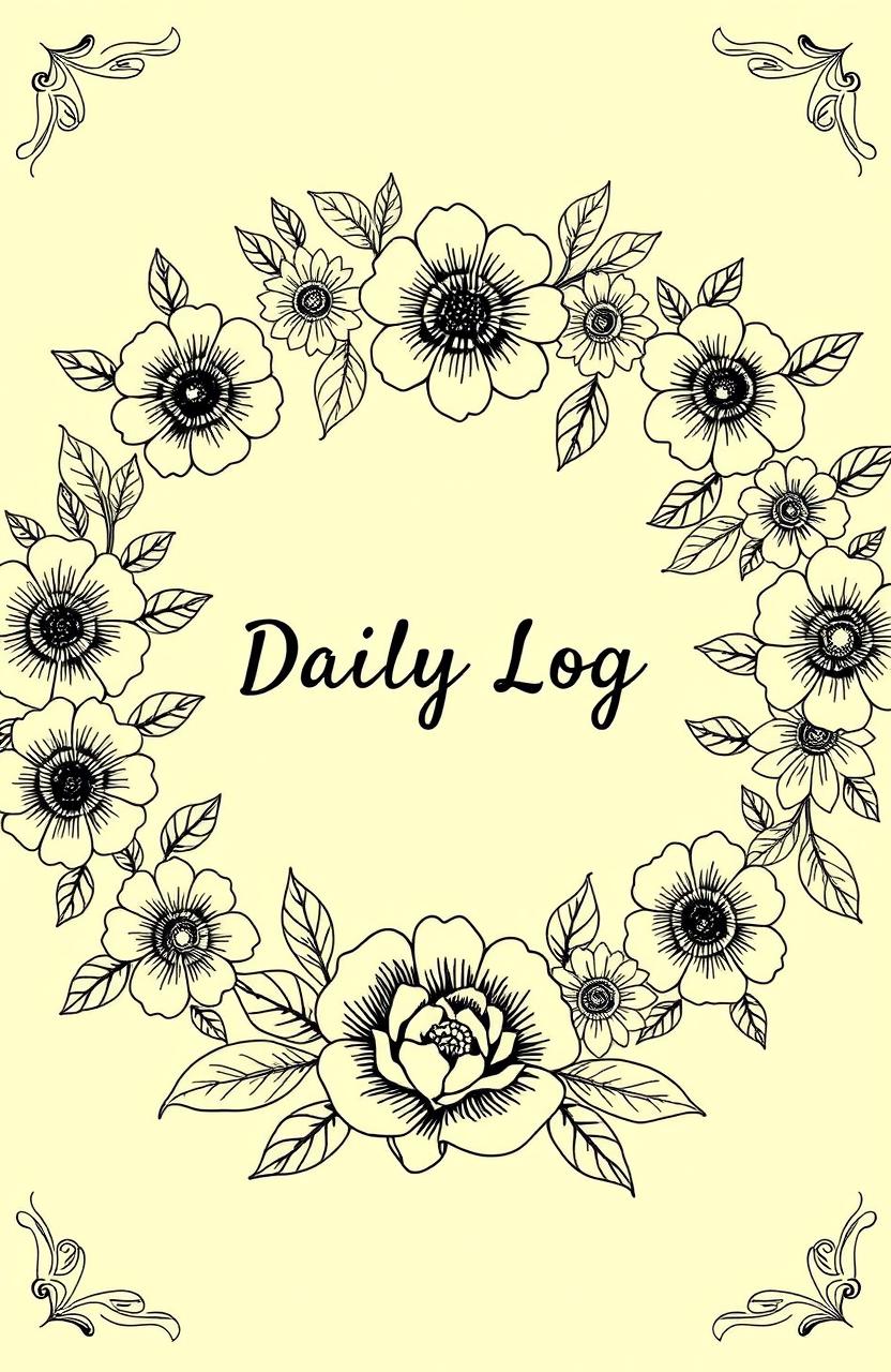 A beautifully designed daily journal cover featuring the title "Daily Log Journal" prominently in the center