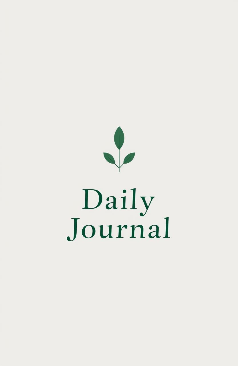 A minimalist daily journal design featuring a centered leaf motif above and below the title