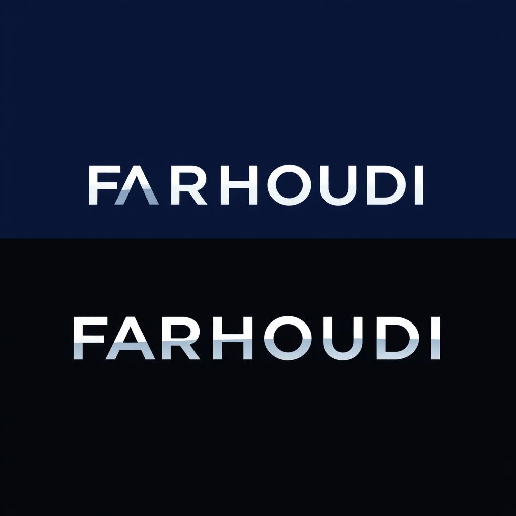 A modern and sleek logo design featuring the name "FARHOUDI"
