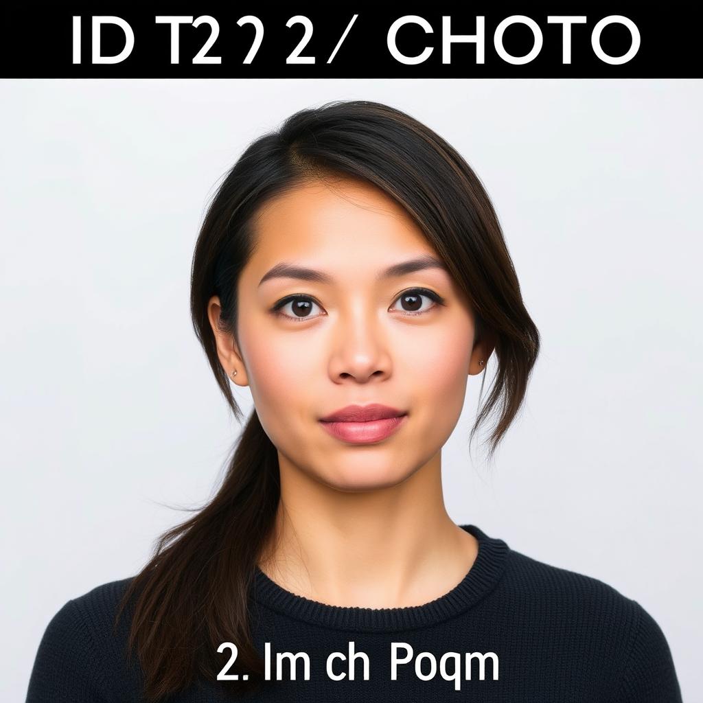 Create a 2x2 inch ID photo featuring a close-up portrait of a person