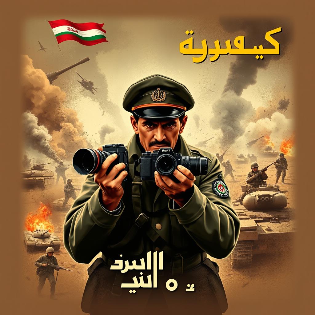 A powerful poster depicting a war photographer during the Iran-Iraq War (Dafgh-e Moghaddas)