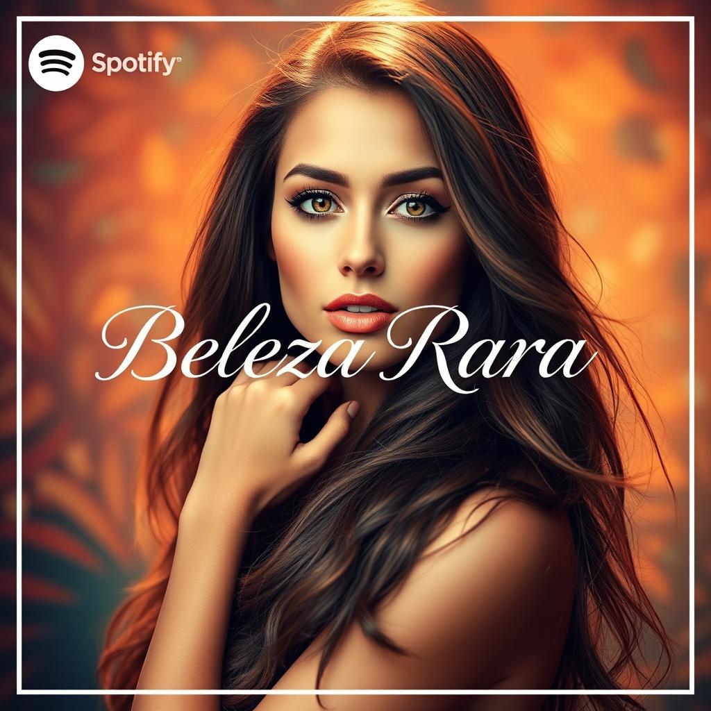 A beautiful woman with long flowing hair and captivating eyes, elegantly posed against a vibrant, artistic background