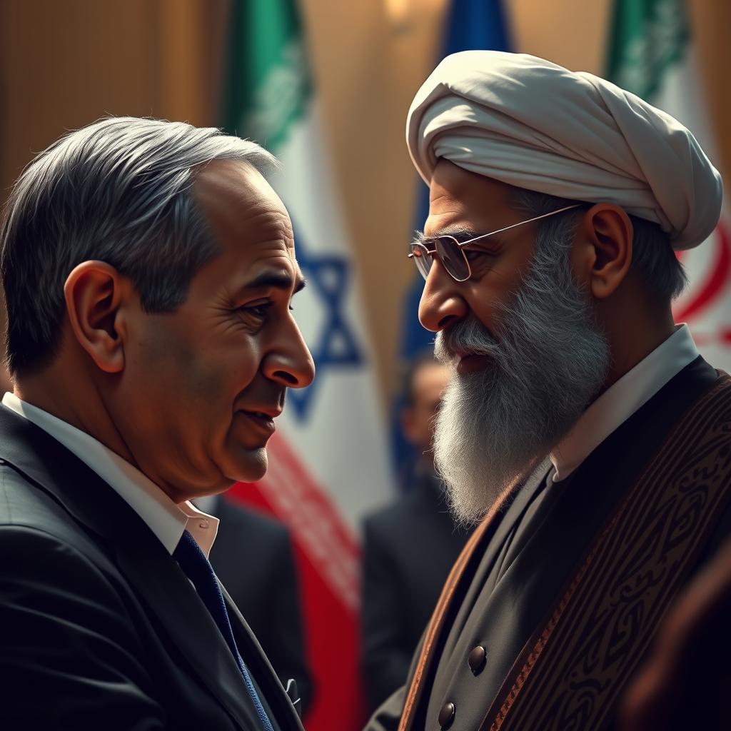 A powerful and emotional scene depicting two national leaders engaged in a poignant moment