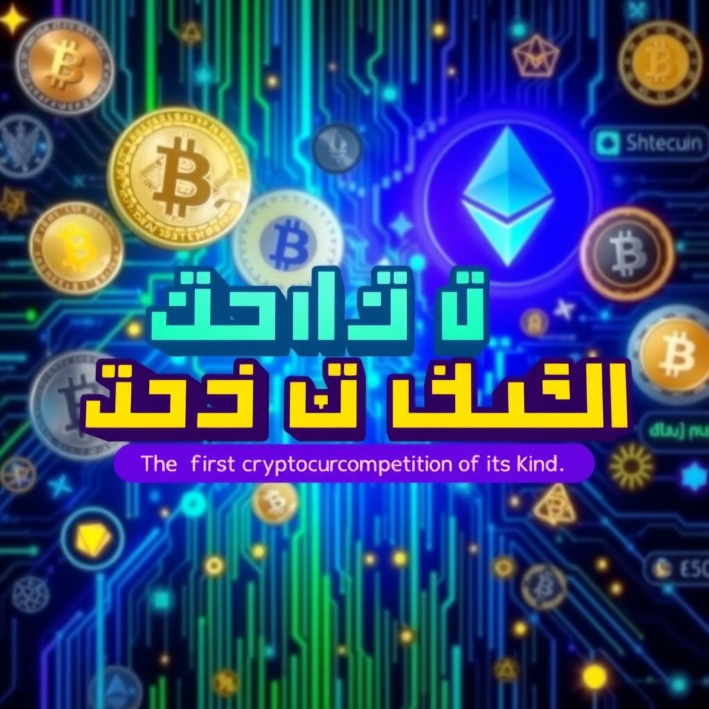 A vibrant and colorful digital background featuring various cryptocurrencies, including Bitcoin, Ethereum, and more