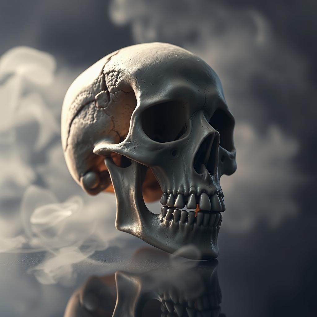 A detailed and realistic image of a human skull, showcasing intricate bone structure and texture