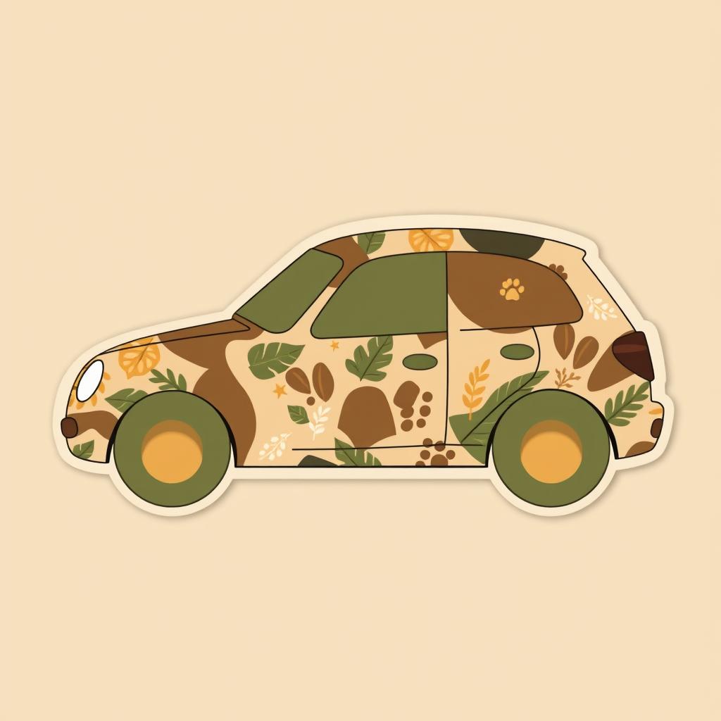 A car-shaped template designed for printing, featuring a safari theme