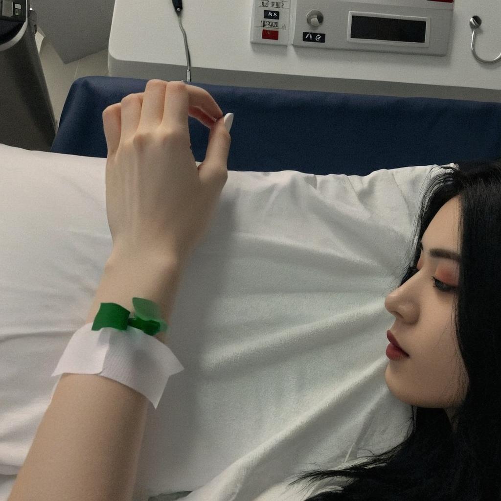 Something near to this. Gender girl. A white hand. At hospital