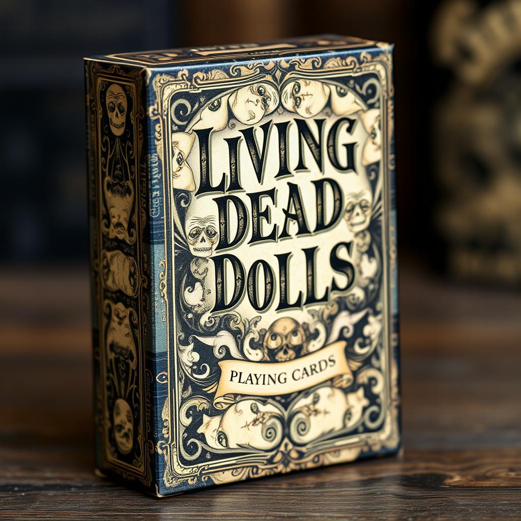 A beautifully designed box of playing cards featuring the title "Living Dead Dolls"