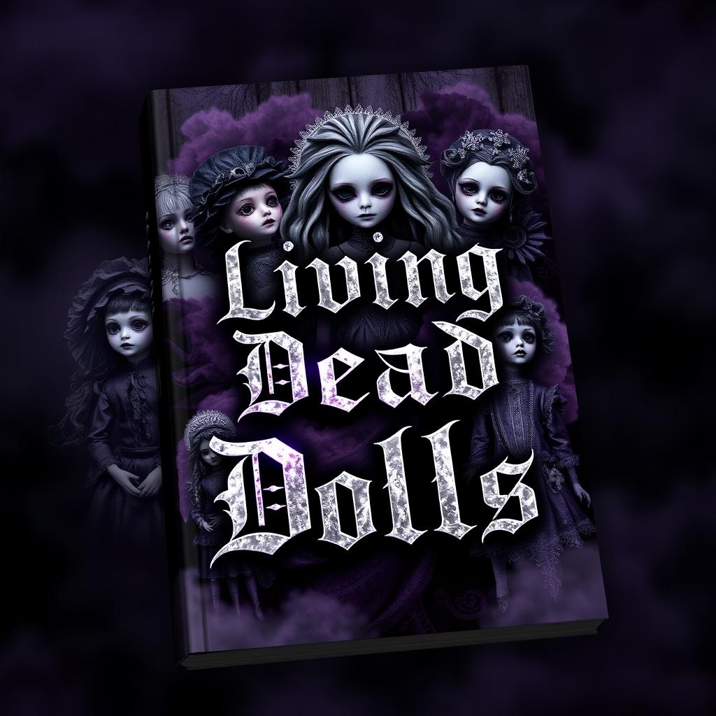 A captivating book cover design for the title "Living Dead Dolls"