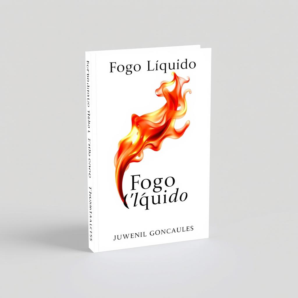 A 3D book cover design for an A5 format book titled 'Fogo Líquido', with the title prominently displayed at the top of the cover