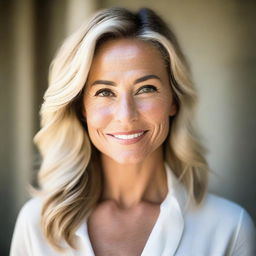 A portrait of a confident woman bathed in warm, natural light.