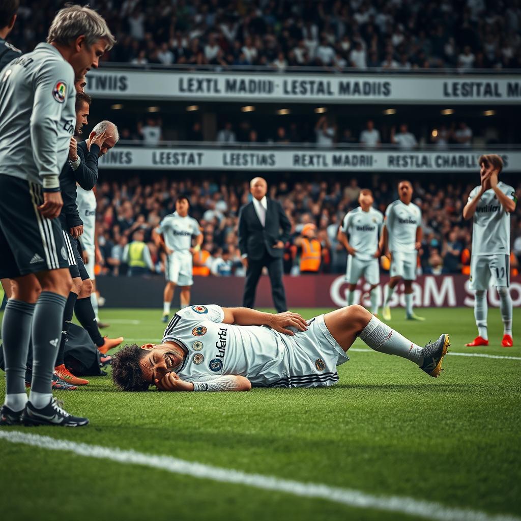 A poignant scene capturing the moment of Éder Militão's injury while playing for Real Madrid