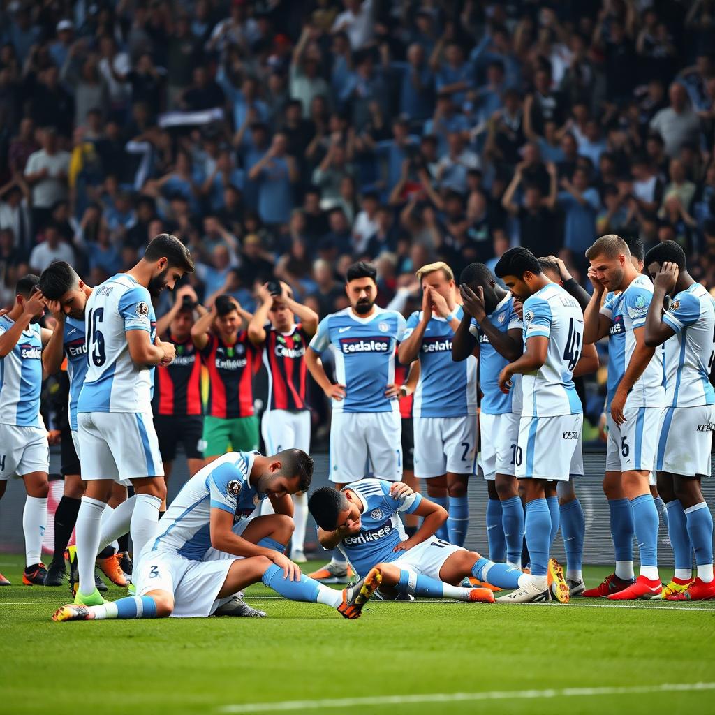 A dramatic scene showcasing Lazio's defeat in a crucial match