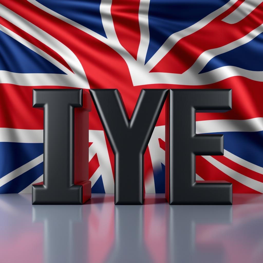 Three large 3D letters 'IYE' in Archivo Black font, prominently displayed in the foreground
