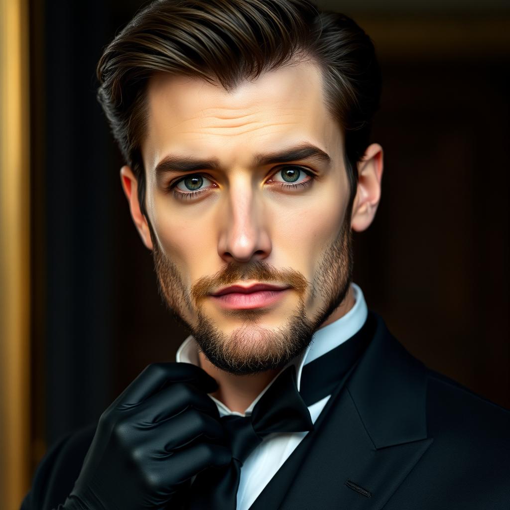 A portrait of a tall, elegant man named Conde William Ashford, exuding an air of quiet sophistication